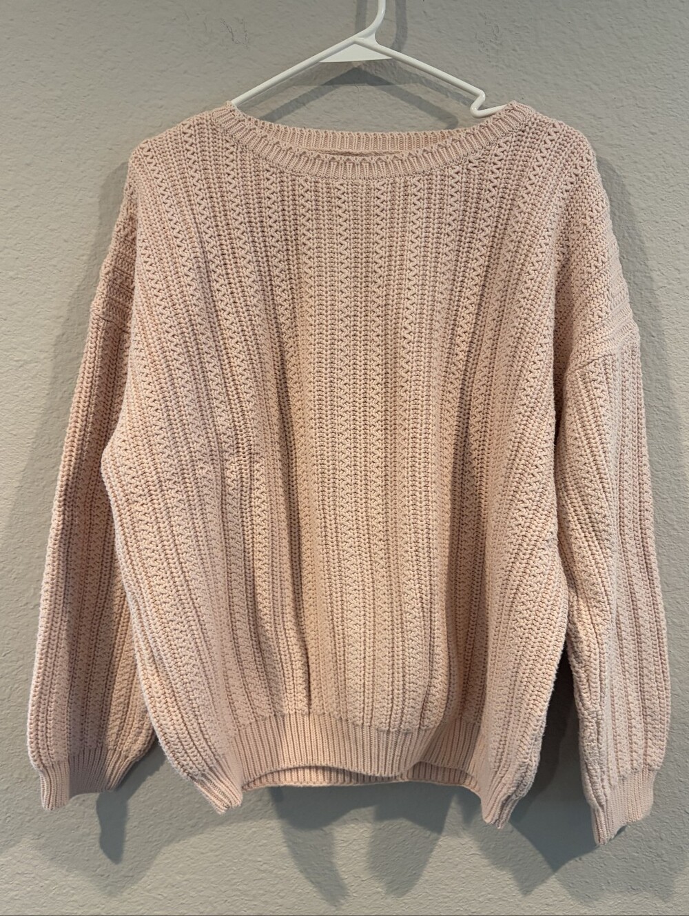 Eddie Bauer Womens Vintage 90s Peach Chunky 100% Cotton Crewneck Sweater Size L